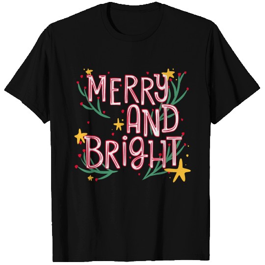 Merry and Bright Funny Holiday T Shirts for Men