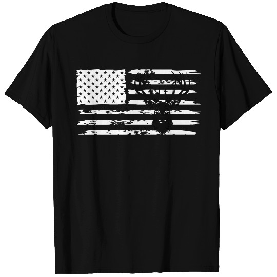 Deer Hunting And America Flag T Shirts