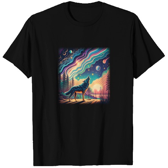 Majestic Wolf Howling At The Eclipse T Shirts