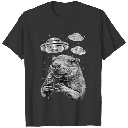 Funny UFOs Weird Capybara UFOs Humor T Shirts