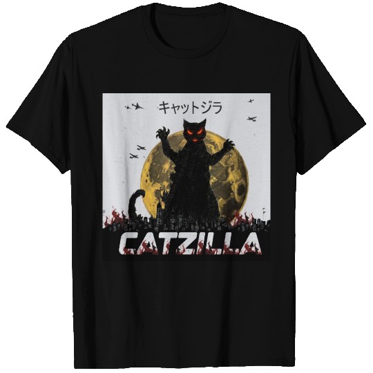 Catzilla funny cat T Shirts design