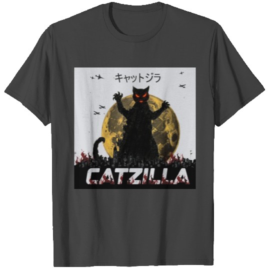 Catzilla funny cat T Shirts design