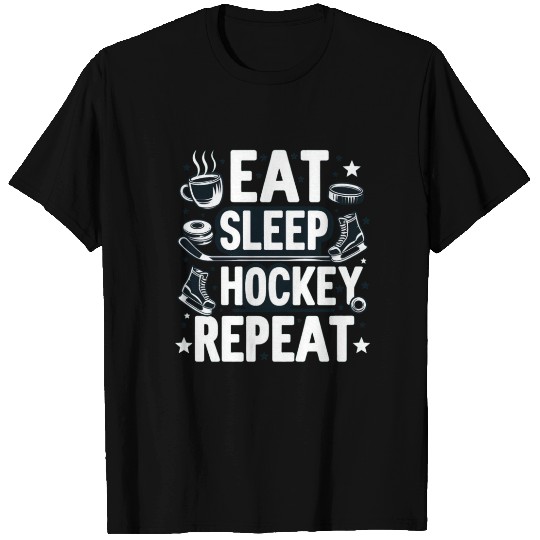 Eat sleep hockey repeat men T Shirts
