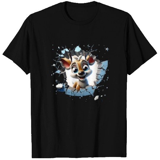 3D Peeking Santas Reindeer T Shirts