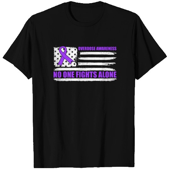 No One Fights Alone USA Drug Overdose Awareness T Shirts