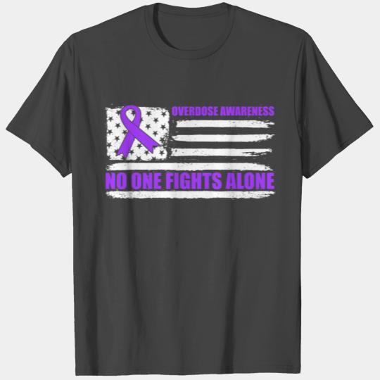 No One Fights Alone USA Drug Overdose Awareness T Shirts