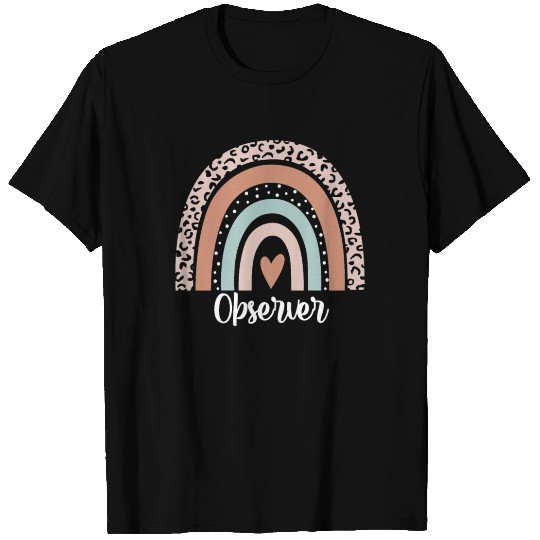 Observer Rainbow Leopard Funny Observer T Shirts