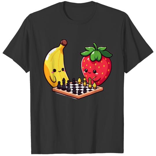 Chess banana and strawberry checkerboard T Shirts