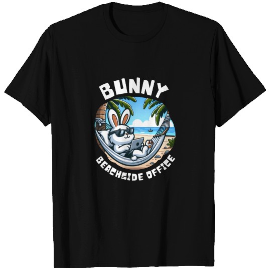 Bunny Beachside Office: Work and Waves T Shirts
