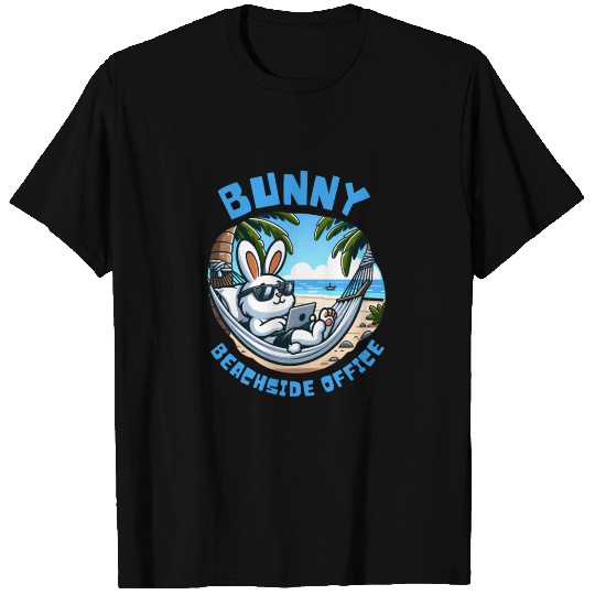Bunny Beachside Office: Work and Waves T Shirts