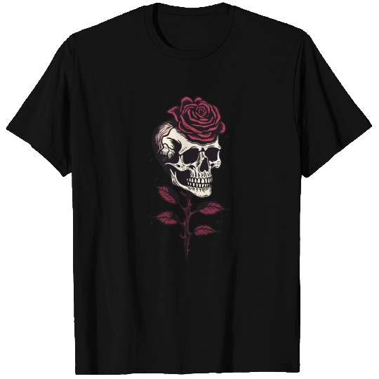 Skull Rose Aesthetic skeleton Grunge gift T Shirts