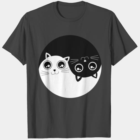 Black and white Cat ying yang T Shirts