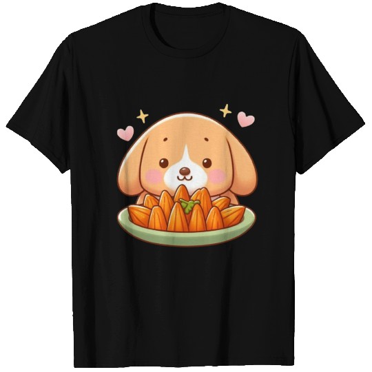 Dog eating a baked sweet potato T Shirts