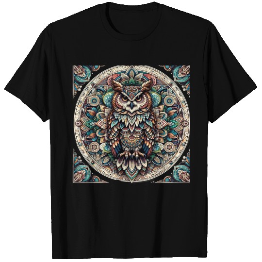 Mystic Mandala of the Sage Owl T Shirts