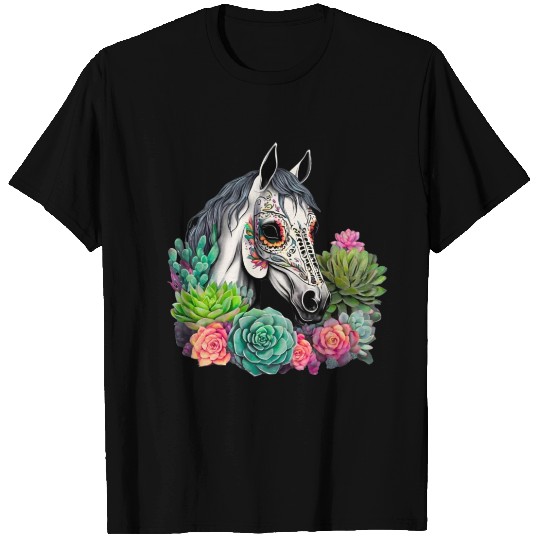 Horse Succulent Sugar Skull T Shirts