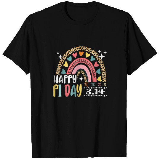 Happy Pi Day Leopard Rainbow Math Teacher T Shirts