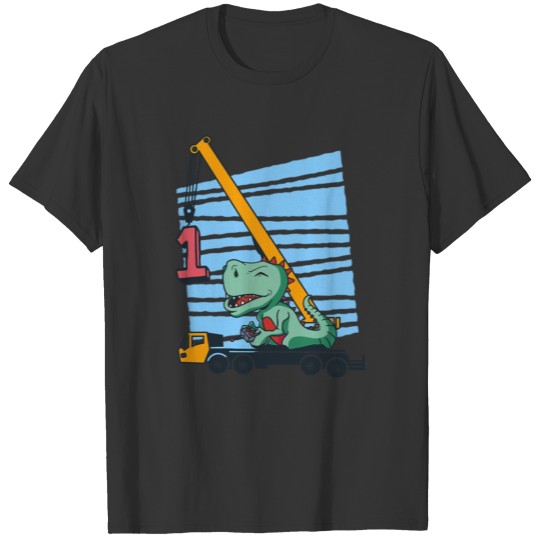 1st Birthday 1 year Mobile Crane Dinosaur T Shirts