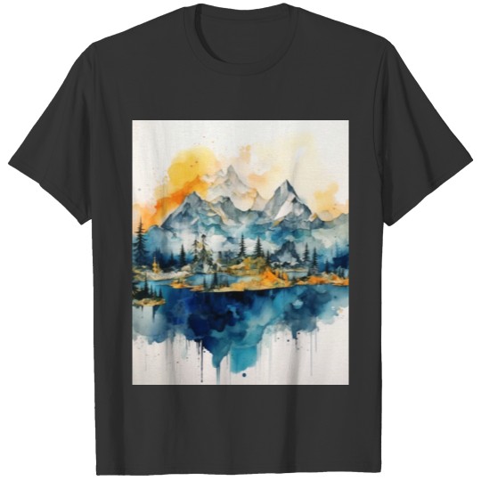 Abstract Watercolor Mountain T Shirts