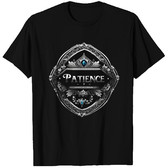 SILVER BLACK PATIENCE TEXT AI GENERATED T Shirts