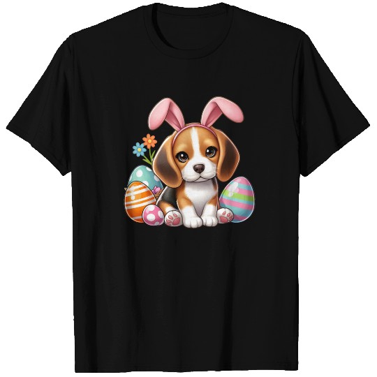 Beagle with bunny ears and easter eggs T Shirts