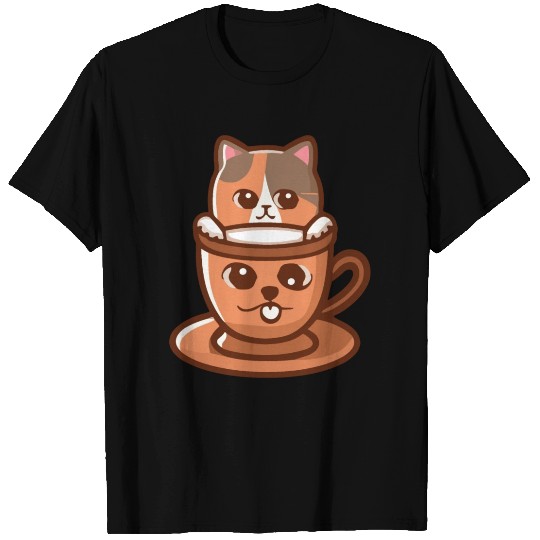 Calico Cat and Silly Cat Face Coffee Cup T Shirts