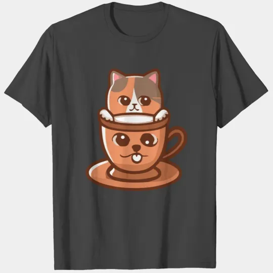 Calico Cat and Silly Cat Face Coffee Cup T Shirts