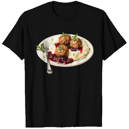 Swedish Meatballs Served With Mashed Potatoes and T Shirts