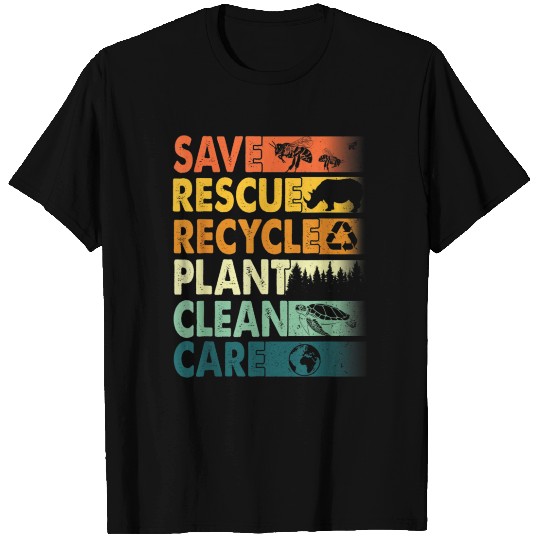 Earth Day Save Bees Rescue Animals Recycle Plastic T Shirts