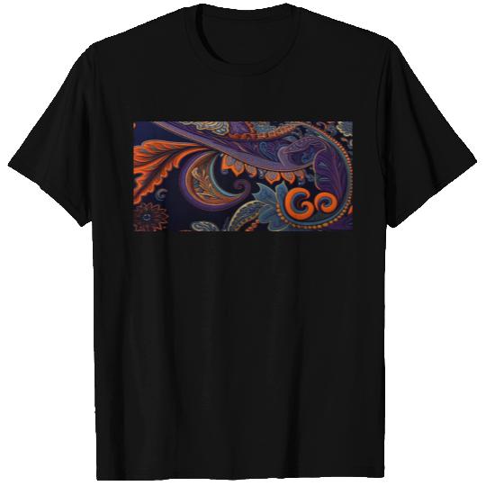 Paisley Swirl Purple and Orange T Shirts