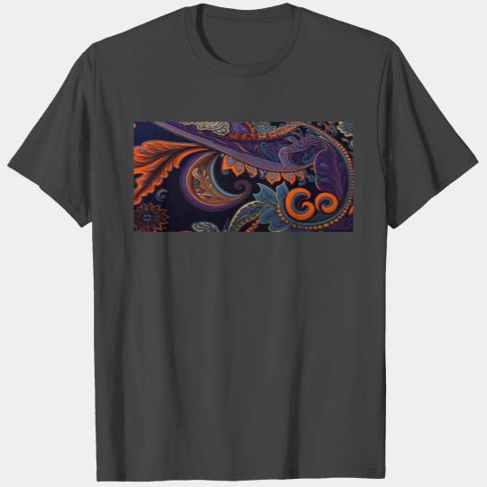 Paisley Swirl Purple and Orange T Shirts