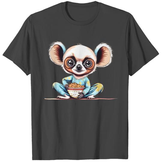 Young Sifaka Wearing Pajamas With A Bowl of Cereal T Shirts
