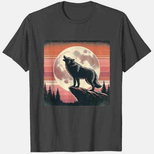 Vintage Wolf Howling at the Moon T Shirts
