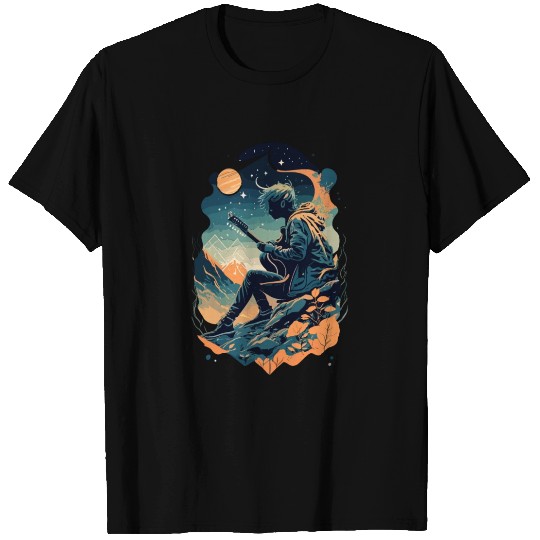 playing a melodious tune on a guitar T Shirts