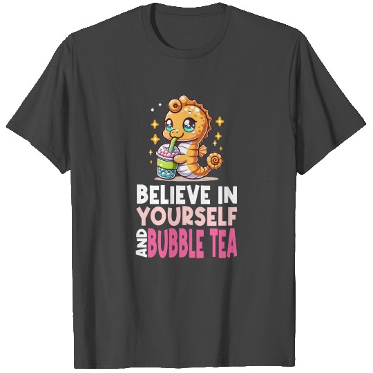 Kawaii Sea Horse Bubble Tea Boba Milk Tea T Shirts