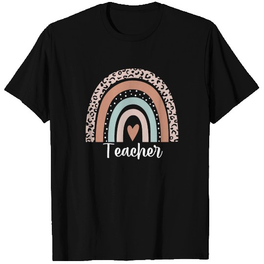 Teacher Rainbow Leopard Funny Teacher Appreciation T Shirts