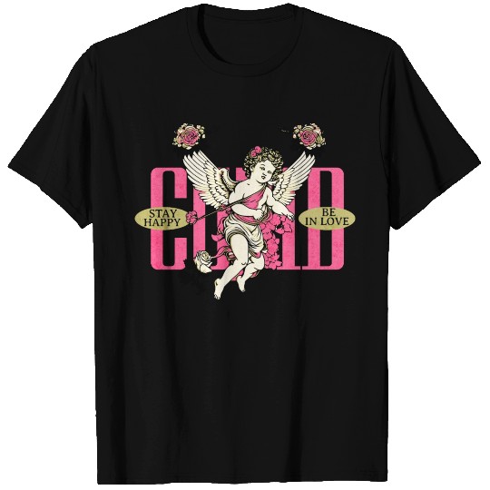 Stay Happy Be In Love Modern Cupid Valentines T Shirts