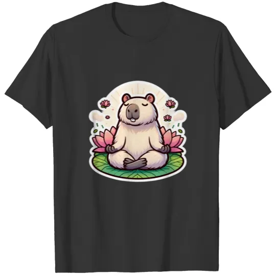 Capybara Zen Master Meditation Sticker T Shirts