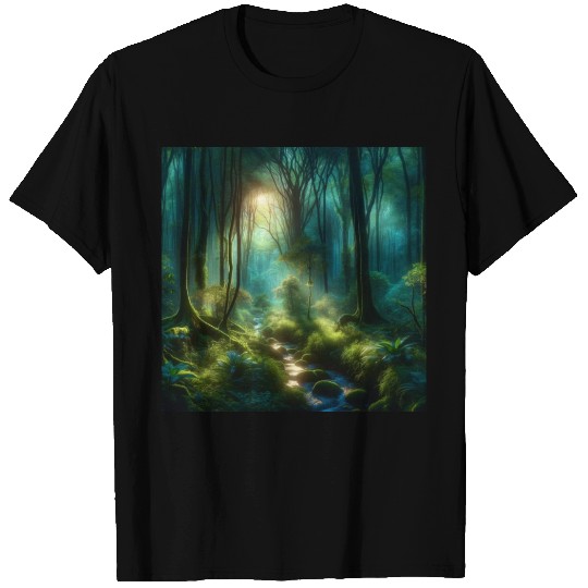 Twilight Enchantment A Mystical Forest Scene T Shirts
