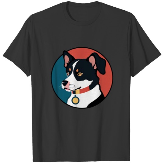 Cute Little Black and White Dog with a Collar T Shirts