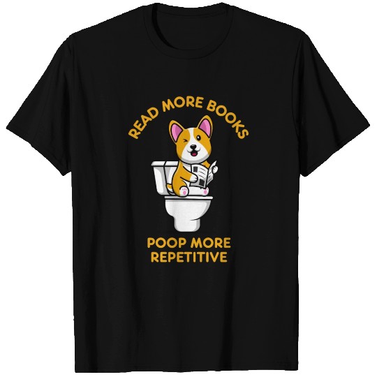 Read More Books Poop More Repetitive Funny Corgi T Shirts