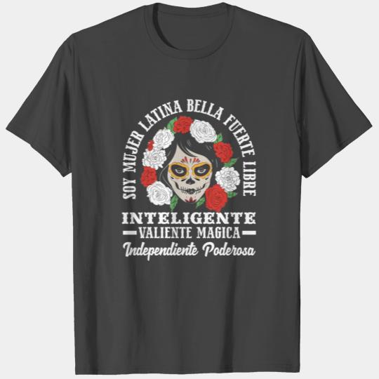Soy Mujer Latina Sugar Skull Women Cinco De Mayo T Shirts