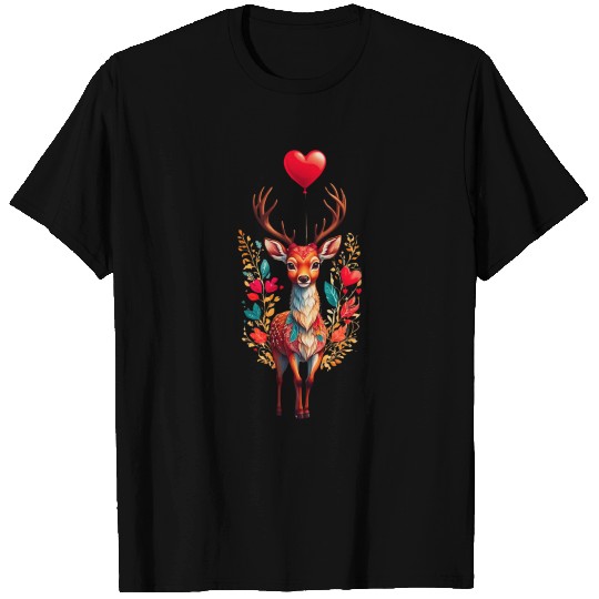 February 14, deer with heart shaped balloon. T Shirts