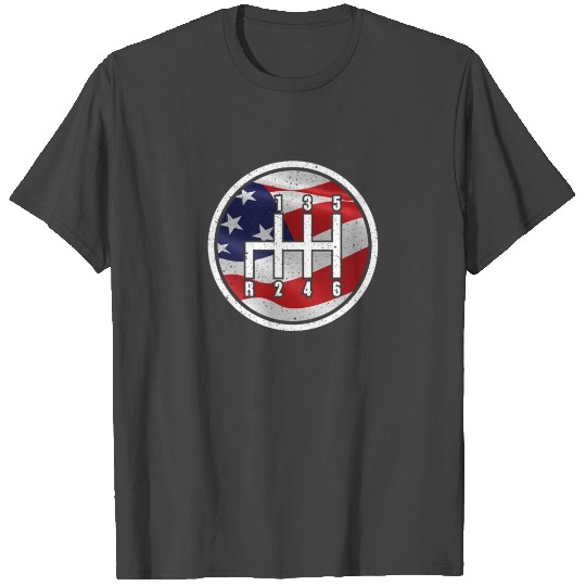 American Flag Muscle Car 6 Gears Knob Car Mechanic T Shirts