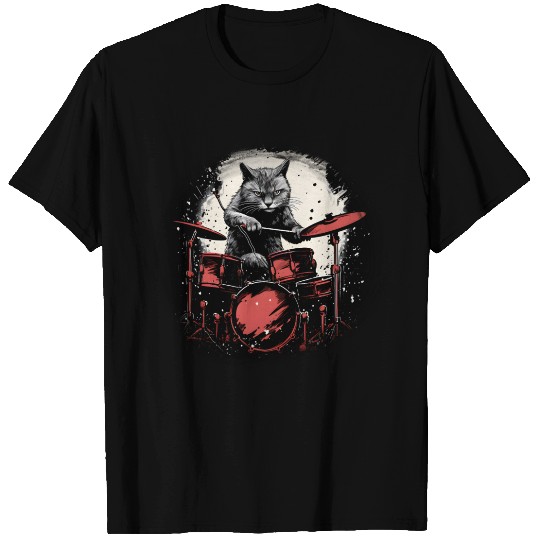Paws and Percussion Cat Drummer,cats lovers T Shirts