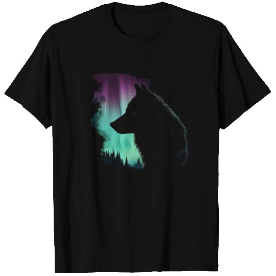 Wolf Aurora, Northern Lights Arctic Wolf T Shirts