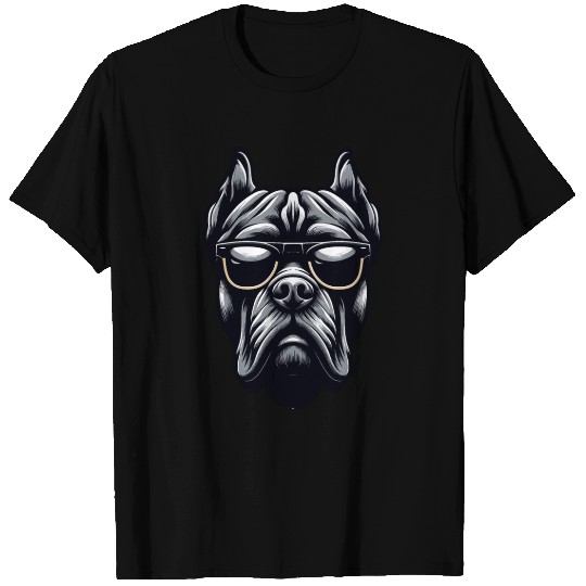 Hipster Cane Corso - Monochrome Dog with Glasses T Shirts