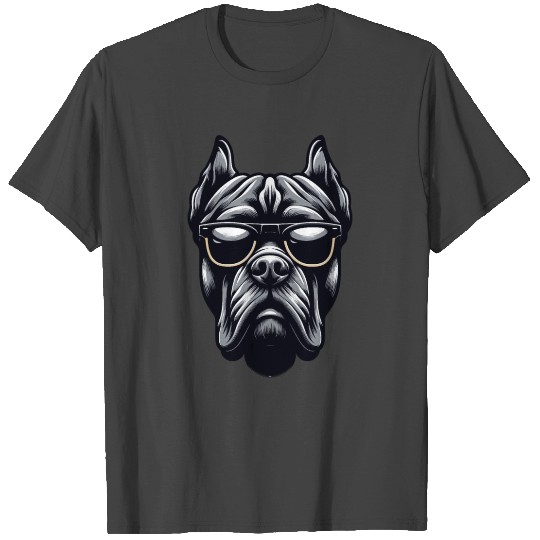 Hipster Cane Corso - Monochrome Dog with Glasses T Shirts