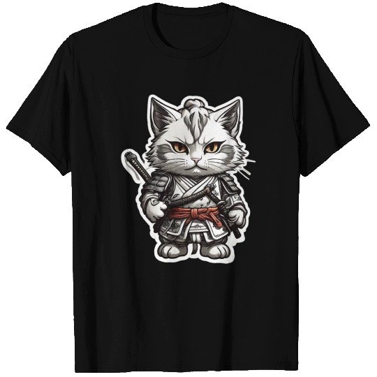 clothing apparel with cute samurai cat design T Shirts