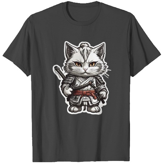 clothing apparel with cute samurai cat design T Shirts