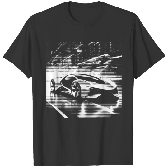 Futuristic racing car background - black white T Shirts